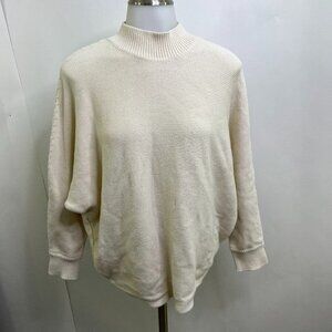 Hatch Sweater‎ 2 Maternity White Cream Knit Cotton Dolman Sleeve Mock Neck